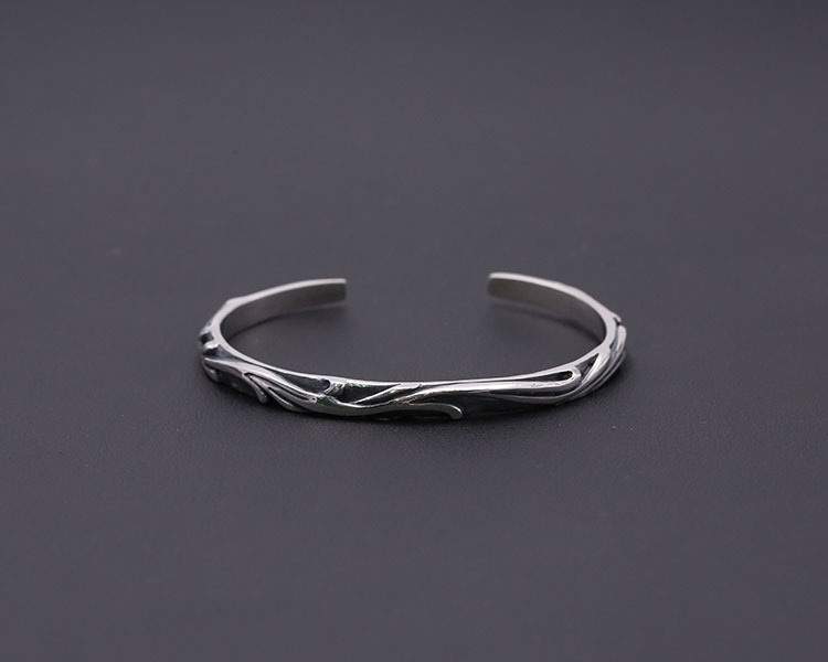 925 sterling silver handmade scroll vintage bangles American European antique silver designer jewelry adjustable open bangles bracelets