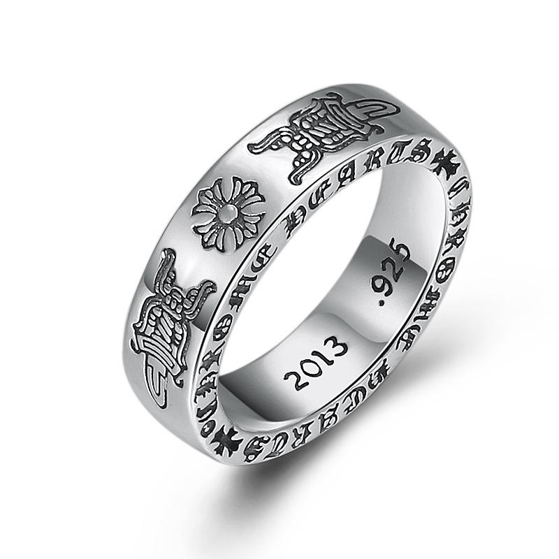 925 sterling silver handmade vintage band rings American European punk style antique silver sword designer jewelry women's rings