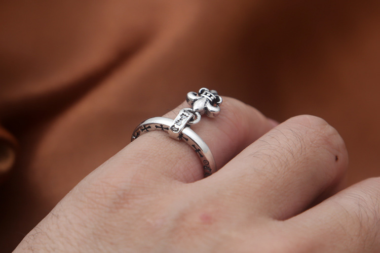 925 sterling silver handmade vintage band rings American European Gothic punk style antique silver anchor designer jewelry women's rings