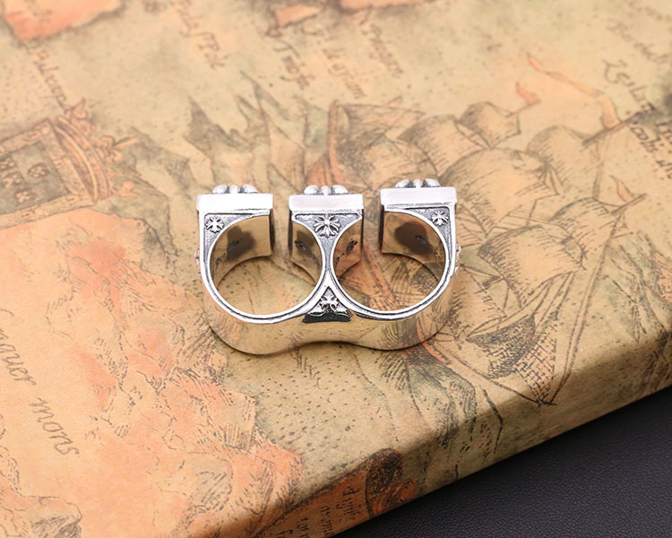 Crosses Adjustable Band Ring For 2 Fingers 925 Sterling Silver Unique Vintage Promise Couple rings Size 8 9 10 11 Handmade Designer Jewelry Accessories Gifts For Men