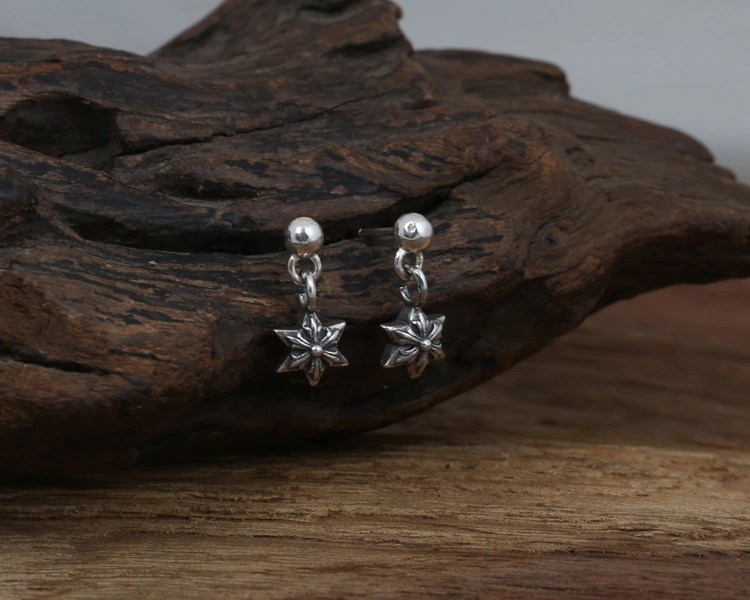 925 sterling silver handmade vintage dangle stud earrings American European Gothic punk style antique silver designer jewelry cross earrings