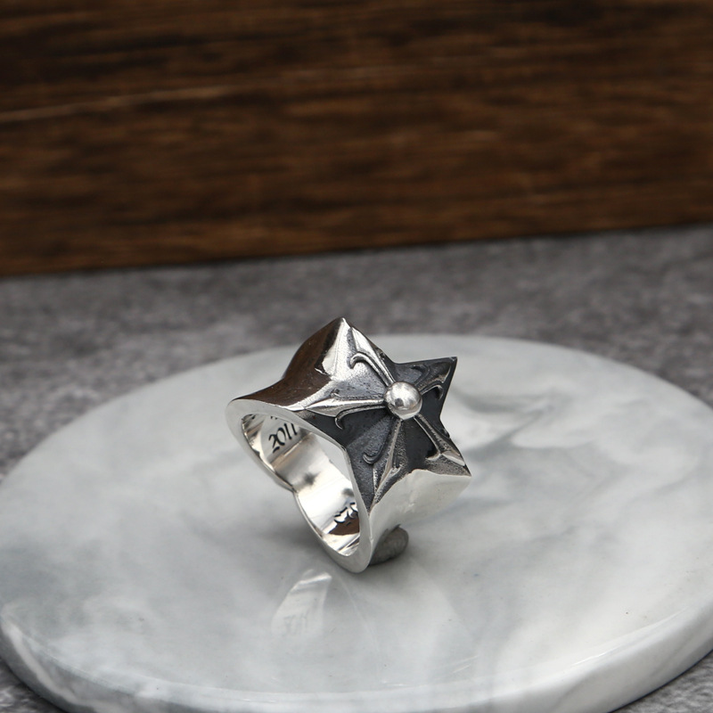Band Rings vintage mens 925 Sterling silver Thick Star Class ring Antique Gothic Punk Hip-hop Handmade Designer Luxury Jewelry Accessories gift