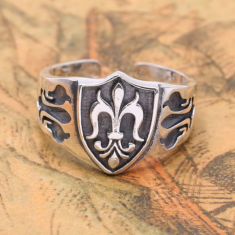 Vintage 925 sterling silver handmade anchor adjustable rings American European punk style antique silver designer jewelry rings for men and women