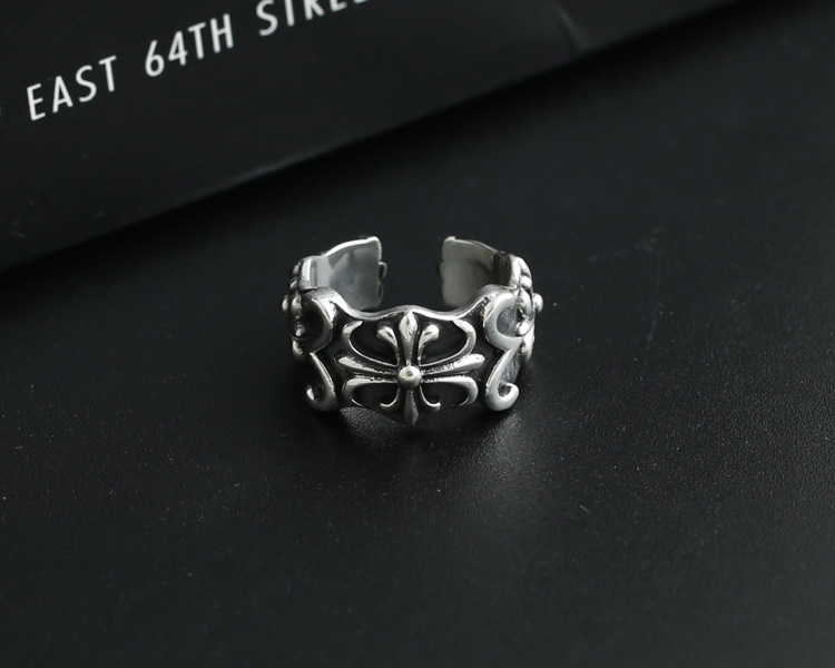 Crosses Floral Adjustable Band Ring 925 Sterling Silver Unique Vintage Class Promise Couple rings Sizes 7 8 9 10 Handmade Designer Jewelry Accessories Gifts For Men