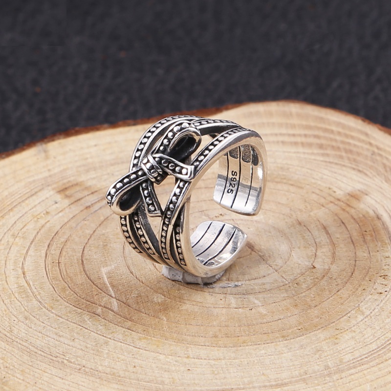 Vintage 925 sterling silver handmade adjustable rings American European punk style antique silver designer jewelry rings for men and women