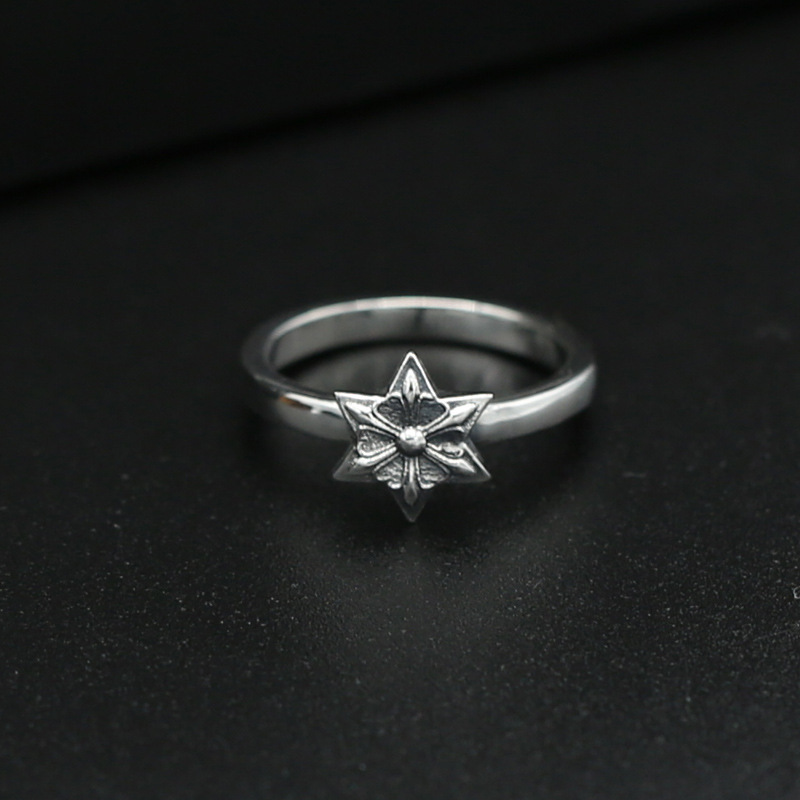 925 sterling silver handmade vintage band rings American European punk style antique silver star designer jewelry men's rings