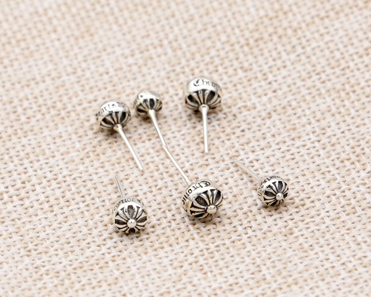 925 sterling silver handmade vintage stud earrings American European gothic punk style antique silver designer jewelry crosses post earrings for women