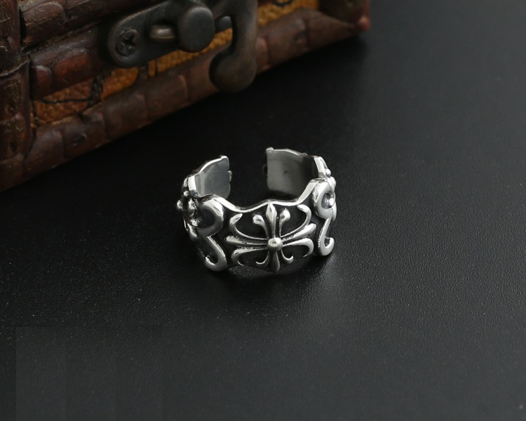 Crosses Floral Adjustable Band Ring 925 Sterling Silver Unique Vintage Class Promise Couple rings Sizes 7 8 9 10 Handmade Designer Jewelry Accessories Gifts For Men