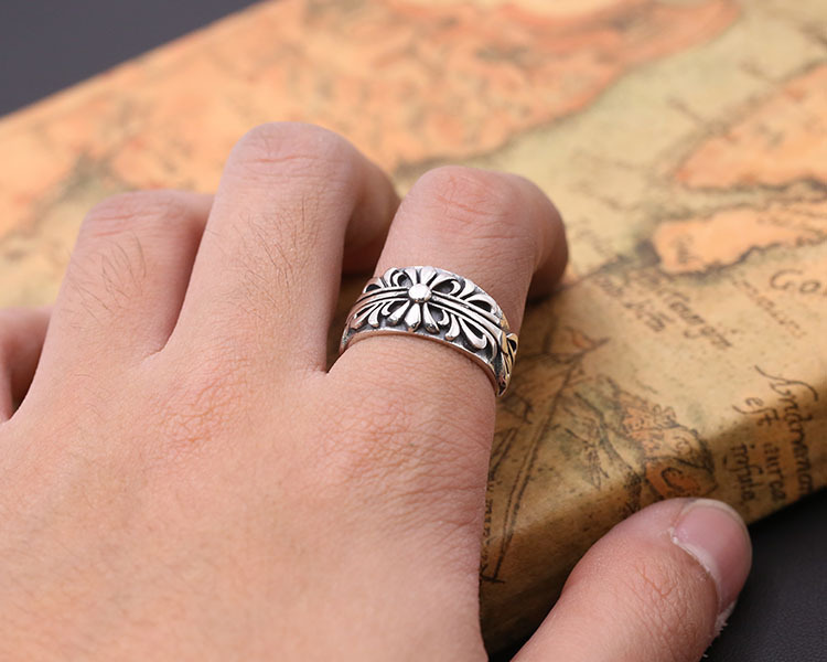 Vintage 925 sterling silver handmade crosses adjustable rings American European gothic punk style antique silver designer jewelry rings for men and women
