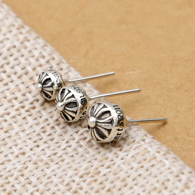 925 sterling silver handmade vintage stud earrings American European gothic punk style antique silver designer jewelry crosses post earrings for women