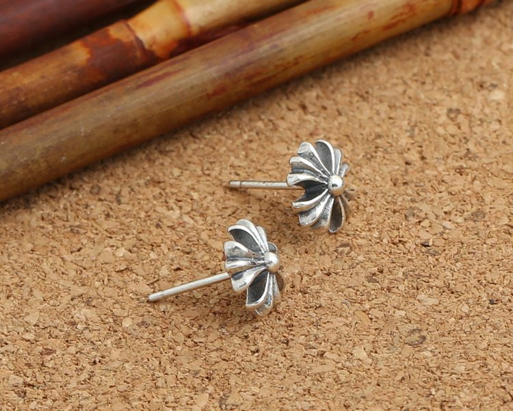 925 sterling silver handmade vintage stud earrings American European gothic punk style antique silver designer jewelry crosses post earrings for women