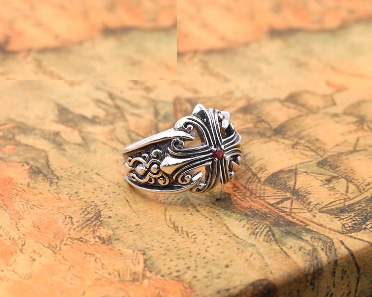 925 sterling silver handmade vintage band rings American European gothic punk style antique silver crosses designer jewelry men's rings