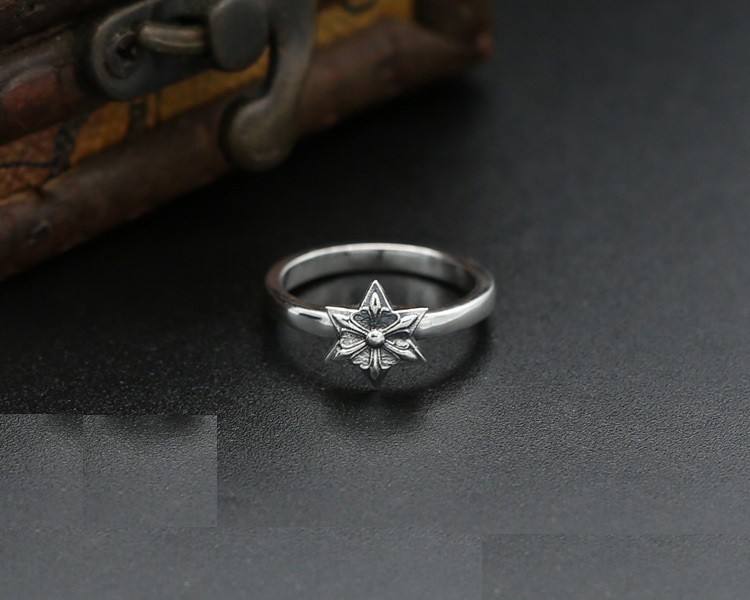 925 sterling silver handmade vintage band rings American European punk style antique silver star designer jewelry men's rings