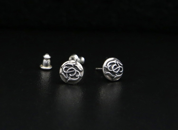 925 sterling silver handmade vintage stud earrings American European gothic punk style antique silver designer jewelry scroll earrings for women