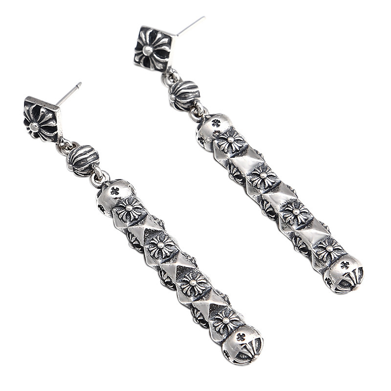 925 sterling silver handmade vintage dangle and cuff earrings American European gothic punk style antique silver designer jewelry crosses earrings for women
