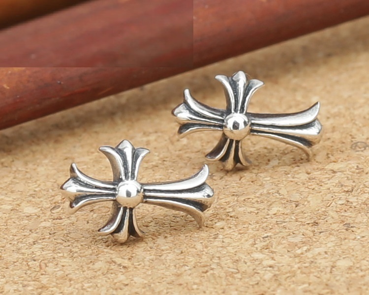 925 sterling silver handmade vintage stud earrings American European gothic punk style antique silver designer jewelry crosses earrings for women