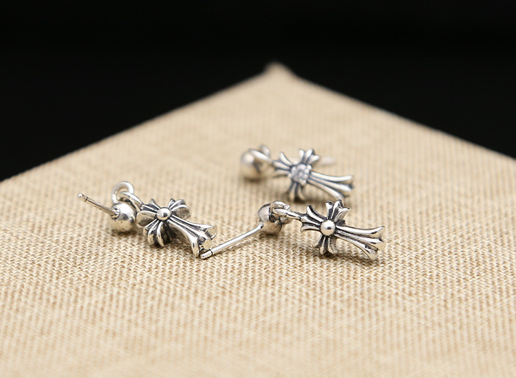 925 sterling silver handmade vintage cross dangle earrings American European gothic punk style antique silver designer jewelry earrings for women