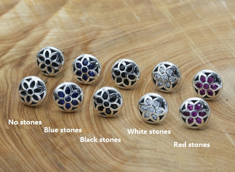 925 sterling silver handmade vintage flower stud earrings American European gothic punk style antique silver designer jewelry sakura cherry blossom earrings for women