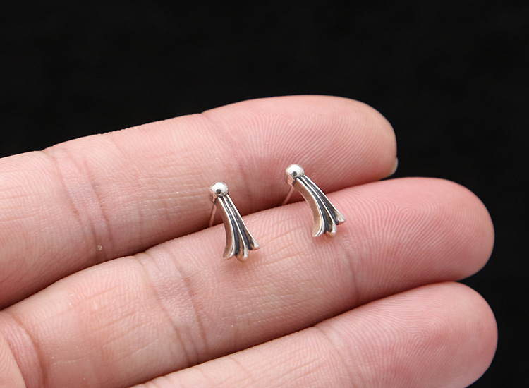 925 sterling silver stud earrings fish tail vintage American European gothic punk style antique designer jewelry luxury accessories