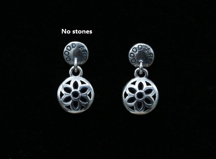 925 sterling silver handmade vintage flower dangle earrings with stones  American European gothic punk style antique silver designer jewelry sakura cherry blossom  earrings for women