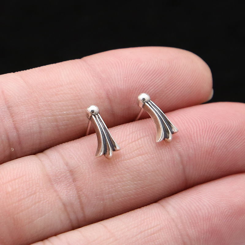 925 sterling silver stud earrings fish tail vintage American European gothic punk style antique designer jewelry luxury accessories