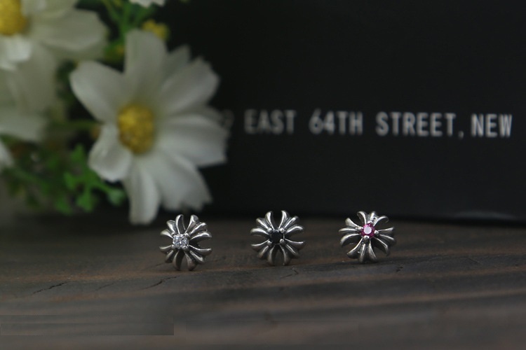 925 sterling silver handmade vintage stud earrings with stones American European gothic punk style antique silver designer jewelry crosses and stars earrings for women