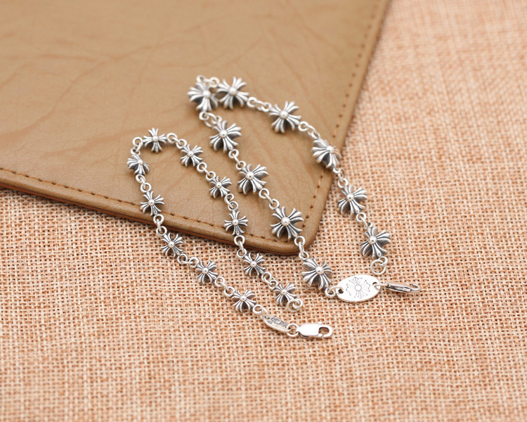 925 sterling silver handmade vintage men's women's bracelets American European antique silver designer jewelry crosses link chain bracelets with lobster