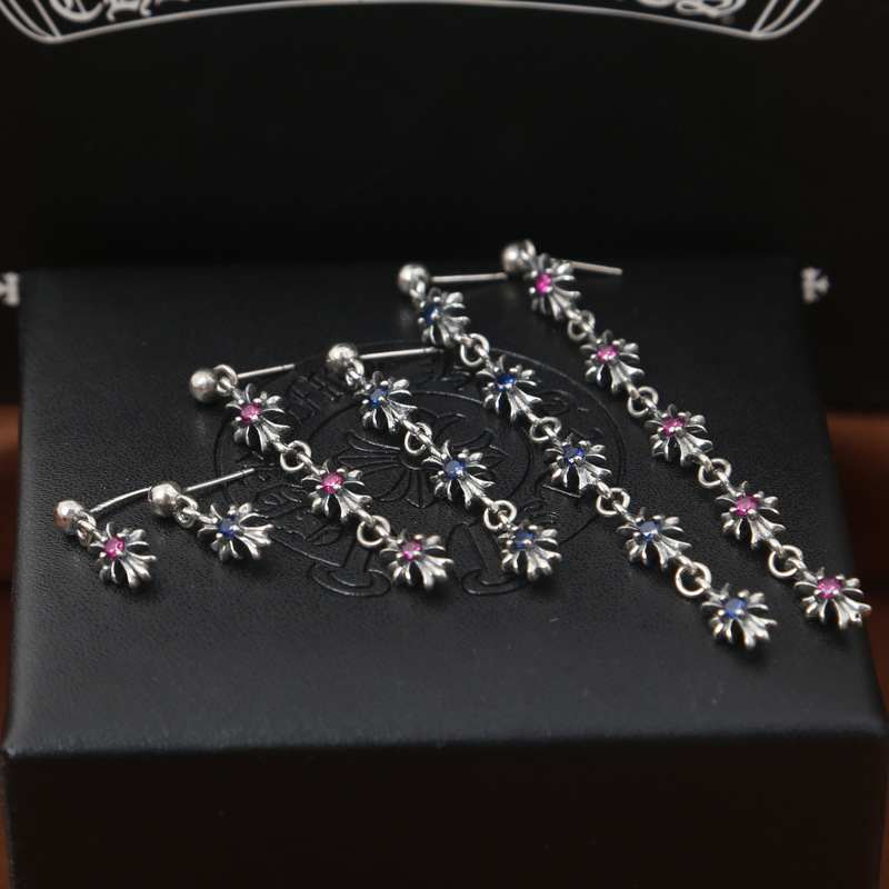 Crosses dangle earrings earrings 925 sterling silver handmade vintage gothic punk style antique silver designer jewelry  for women