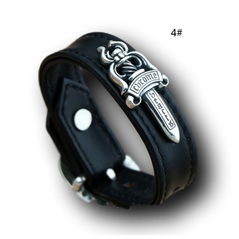 925 sterling silver handmade vintage black leather adjustable bracelets American European antique silver designer jewelry bracelets with watch clasps buckle