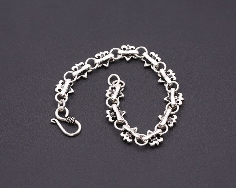 Chain Bracelets 925 Sterling Silver 18 cm Anchors Links Antique Gothic Punk Vintage Handmade Chains Bracelet Fish Hook clasps Jewelry Accessories Gifts For Women