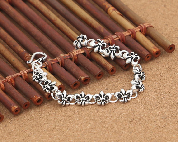 Chain Bracelets 925 Sterling Silver 18 cm Anchors Links Antique Gothic Punk Vintage Handmade Chains Bracelet Fish Hook clasps Jewelry Accessories Gifts For Women