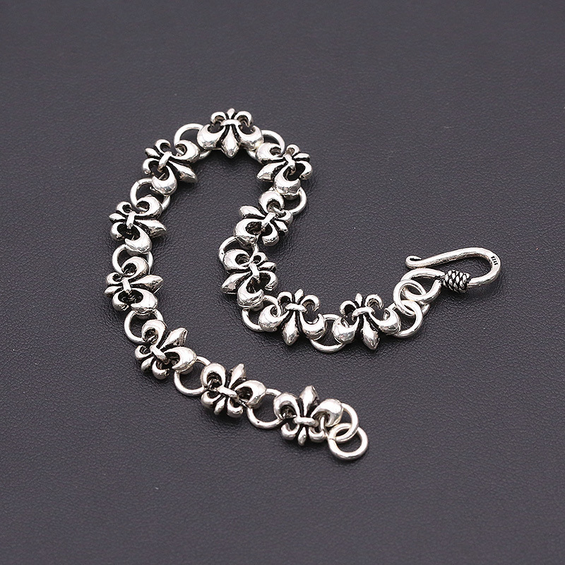 Chain Bracelets 925 Sterling Silver 18 cm Anchors Links Antique Gothic Punk Vintage Handmade Chains Bracelet Fish Hook clasps Jewelry Accessories Gifts For Women