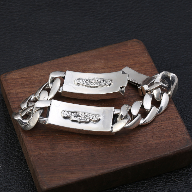 925 sterling silver handmade vintage men's sword cross bracelets American European antique silver designer jewelry thick link chain bracelets with insert clasps