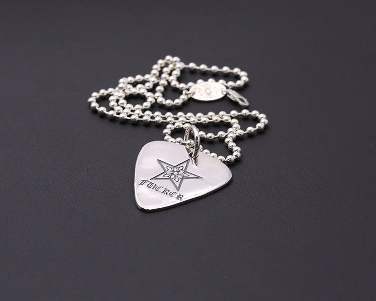 Big Mouth Five-pointed Star Guitar Picks Pendants Necklaces 925 Sterling Silver Ball Chain