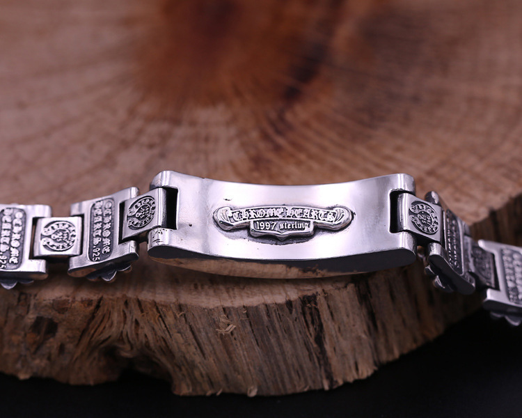 925 sterling silver handmade vintage men's bracelets American European antique silver designer jewelry thick crosses link chain bracelets with sword insert clasps