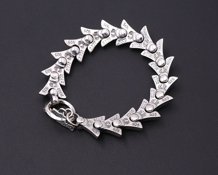 925 sterling silver handmade vintage men's bracelets American European antique silver designer jewelry fishes tail link chain bracelets with toggle clasps