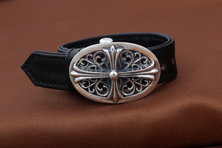 925 sterling silver handmade vintage leather hollow cross flower adjustable bracelets American European antique silver designer jewelry bracelets with watch buckle clasps