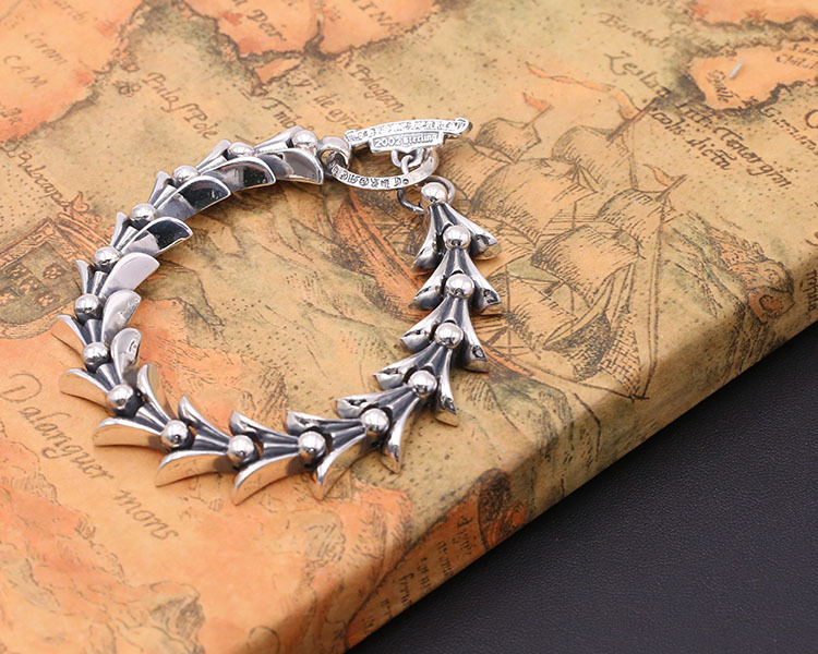 925 sterling silver handmade vintage men's bracelets American European antique silver designer jewelry fishes tail link chain bracelets with toggle clasps