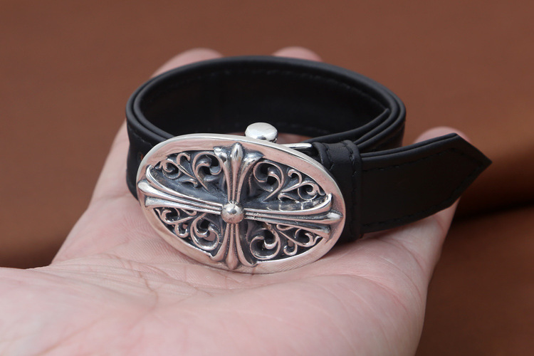 925 sterling silver handmade vintage leather hollow cross flower adjustable bracelets American European antique silver designer jewelry bracelets with watch buckle clasps