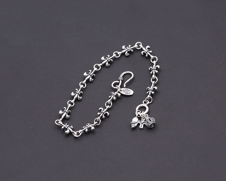925 sterling silver handmade vintage bracelets for men and women American European antique silver designer jewelry anchors link chain bracelets with hook clasps