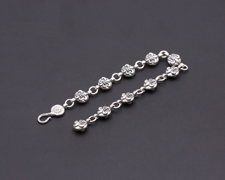 Anchors Round Parts Chain Bracelets 925 Sterling Silver 20 cm Anchors Links Gothic Punk Vintage Handmade Chains Bracelet Jewelry Accessories Gifts For Men Women