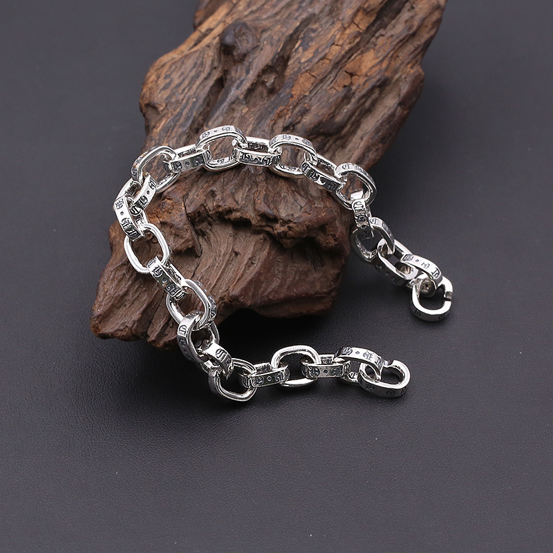 925 sterling silver handmade vintage men's bracelets American European antique silver designer jewelry thick link chain bracelets with open link clasps