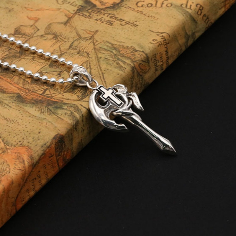 925 sterling silver handmade vintage jewelry necklace pendant without chain American European antique silver designer axe cross pendants for men and women