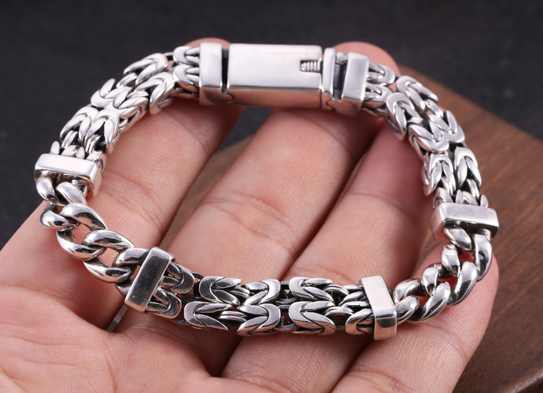 Chain Bracelets 925 Sterling Silver 20 cm Links Antique Gothic Punk Vintage Handmade Braided knots Chains Bracelet Jewelry Accessories Gifts For Men Women