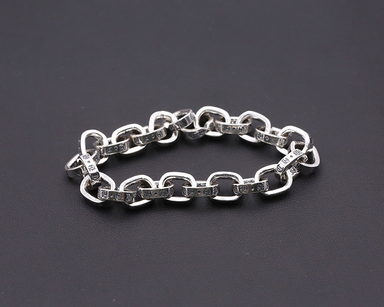 925 sterling silver handmade vintage men's bracelets American European antique silver designer jewelry thick link chain bracelets with open link clasps
