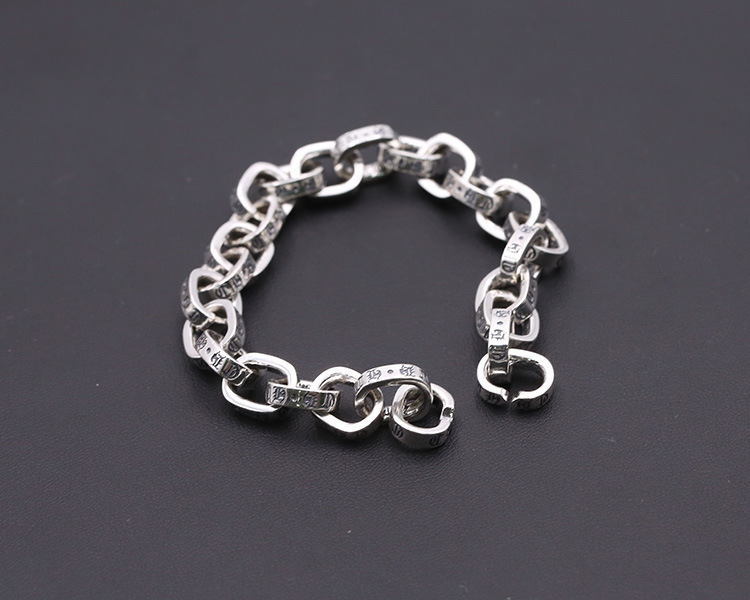925 sterling silver handmade vintage men's bracelets American European antique silver designer jewelry thick link chain bracelets with open link clasps