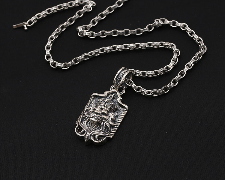 925 sterling silver handmade vintage jewelry necklace pendant without chain American European antique silver designer lion pendants for men