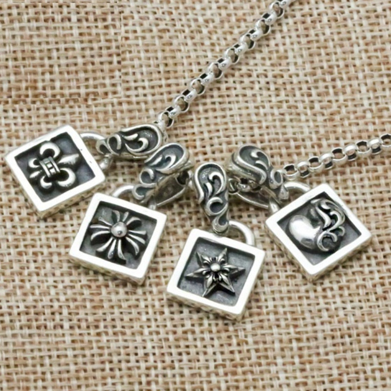 925 sterling silver necklace pendants crosses anchor stars hearts American European antique hip-hop luxury jewelry accessories gifts