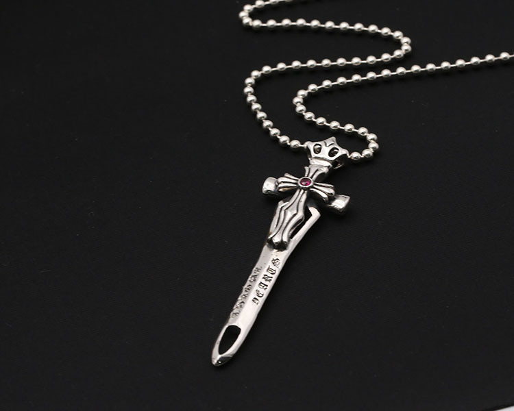 925 sterling silver handmade luxury jewelry gothic punk style necklace pendant without chain American European antique silver designer cross sword pendants