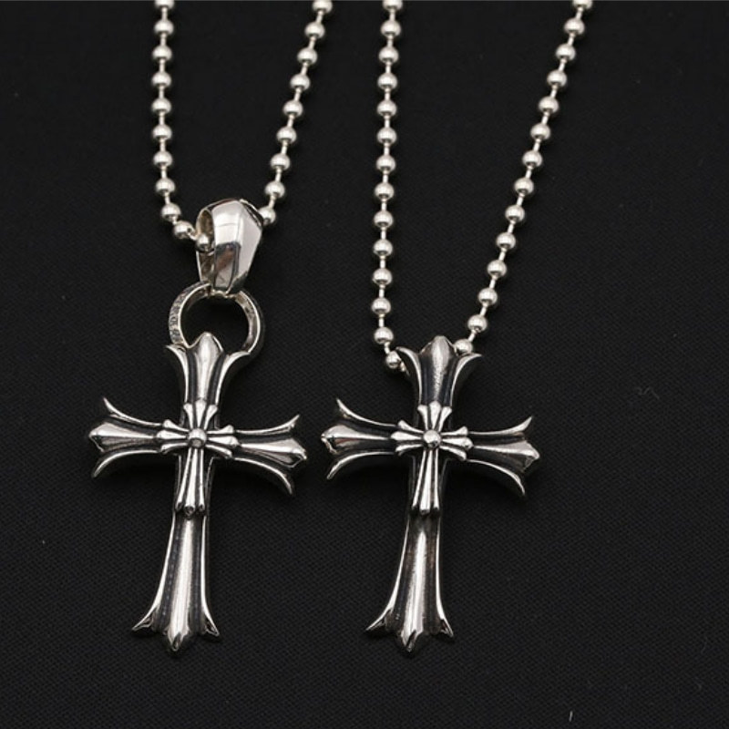 925 sterling silver handmade vintage jewelry double-deck crosses necklace pendant without chain American European antique silver designer cross pendants for men and women